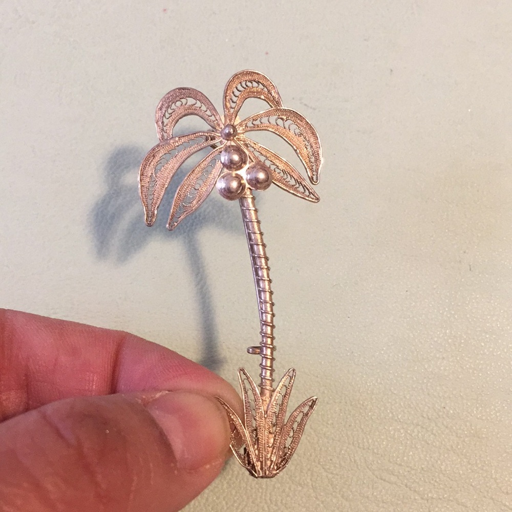 Vintage silver palm tree brooch